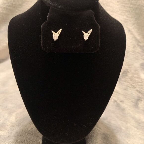 💐 925 Sterling Silver Wing CZ Stud earrings - Picture 4 of 7